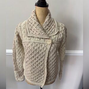 Aran Mor M Cream Knit Button-Up‎ Sweater